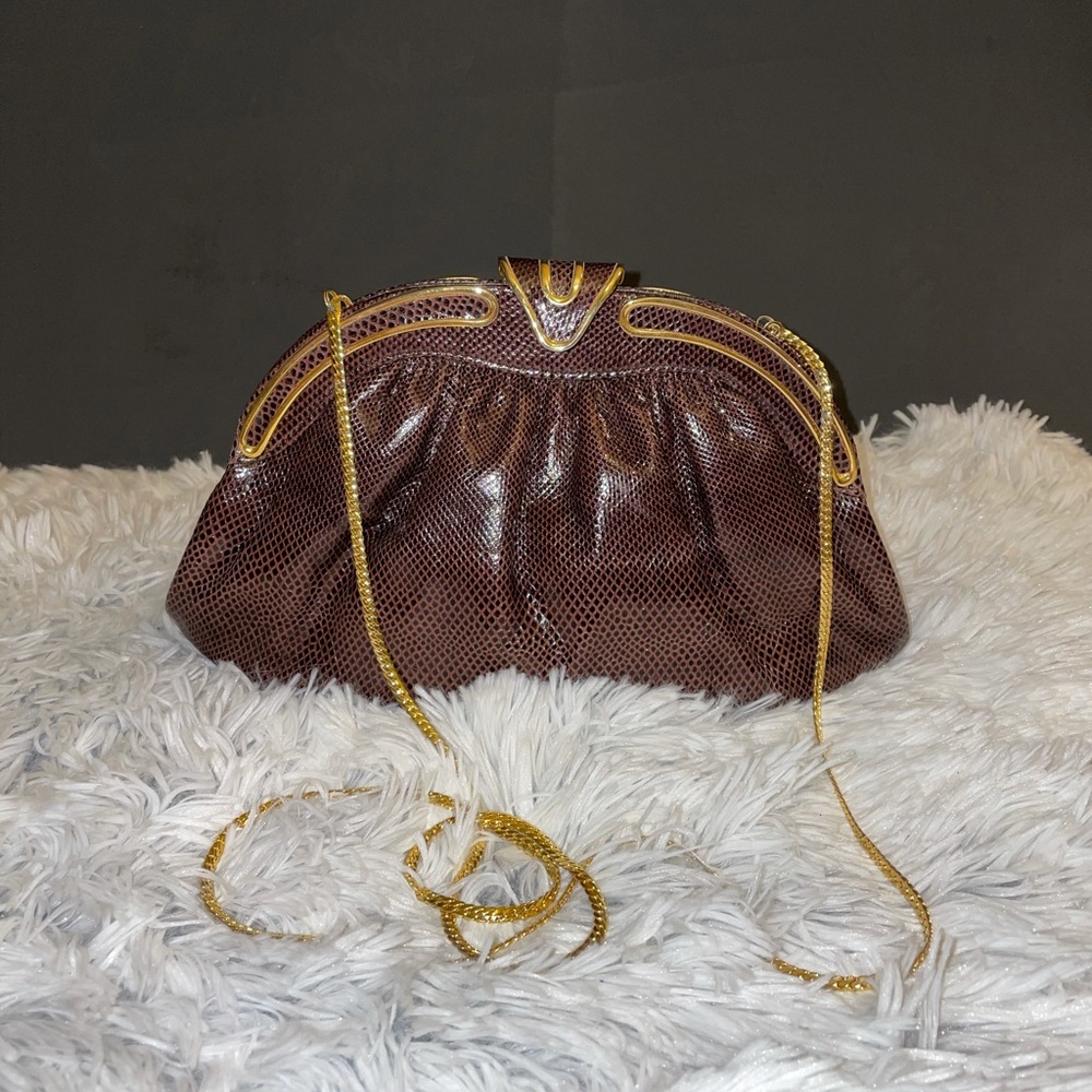 Ashneil Vintage Clutch w/Gold Detail and Crossbody
